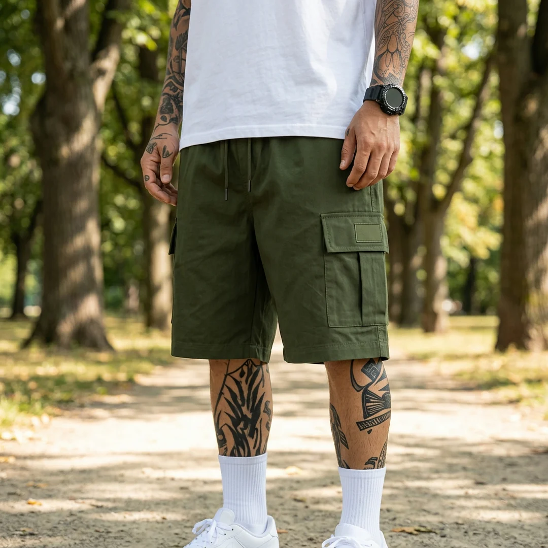 Bermuda Cargo Patch en verde militar.